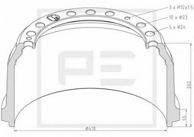 PE AUTOMOTIVE 01652600a -  Тормозной барабан